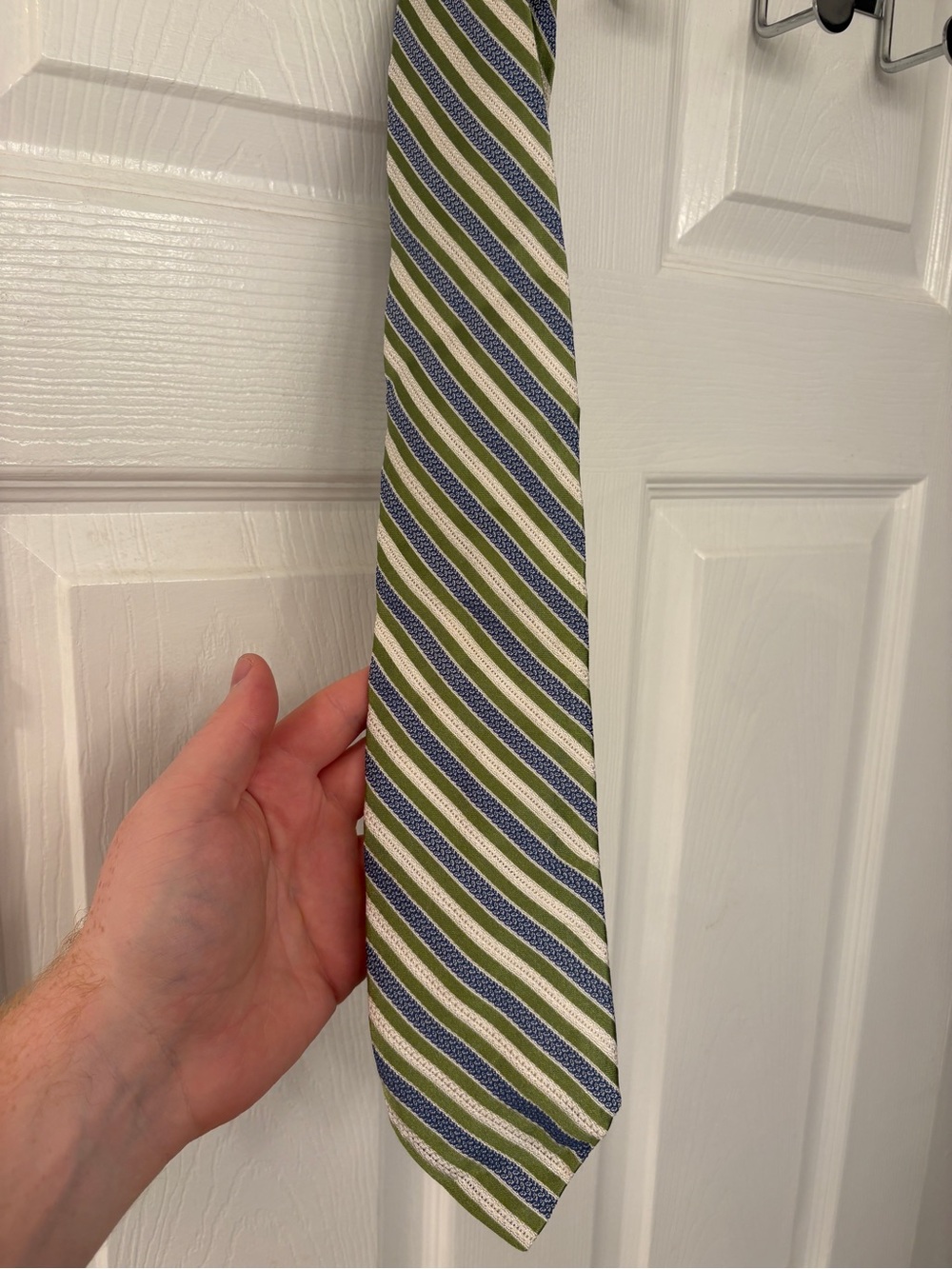 Luciano Barbera Green Striped Silk Tie
